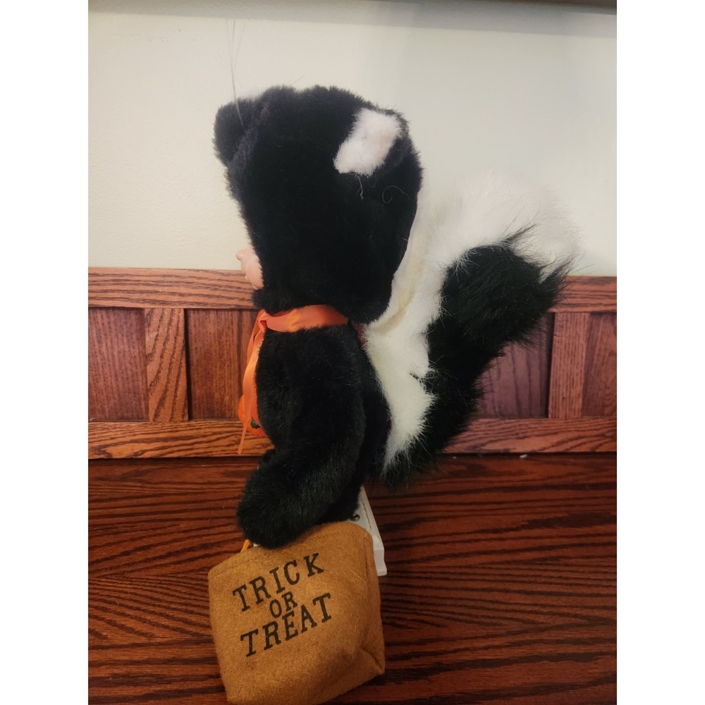 Vintage‎ Motionette Halloween Boy Skunk Costume Trick Or Treat Light Up Pumpkin - Picture 4 of 8